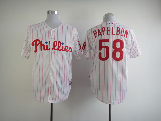 Men Philadelphia Phillies #58 Papelbon White MLB Jerseys->philadelphia phillies->MLB Jersey